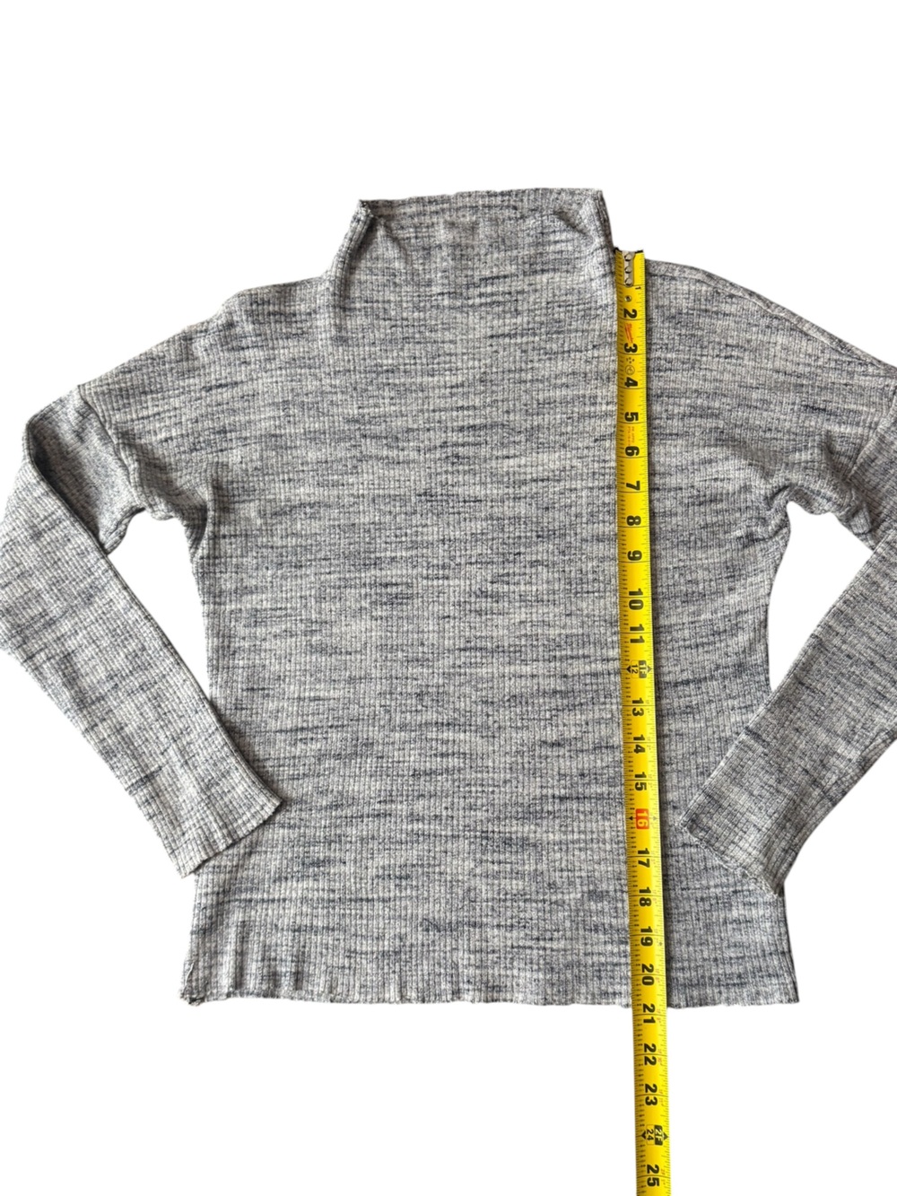 Nation LTD Gray Ribbed Mock Neck Long Sleeve Top Raw Hem Size S - Picture 8 of 10